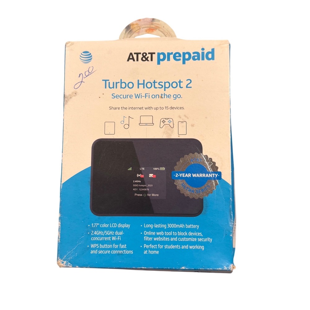 AT&T Prepaid Turbo Hotspot 2 Mobile WiFi Hotspot CT2MHS01 Brand New